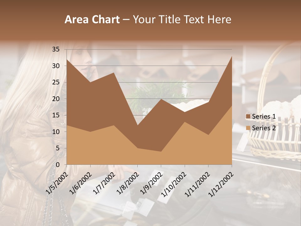 Shelf Groceries Woman PowerPoint Template