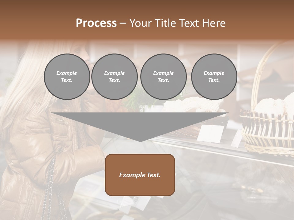 Shelf Groceries Woman PowerPoint Template