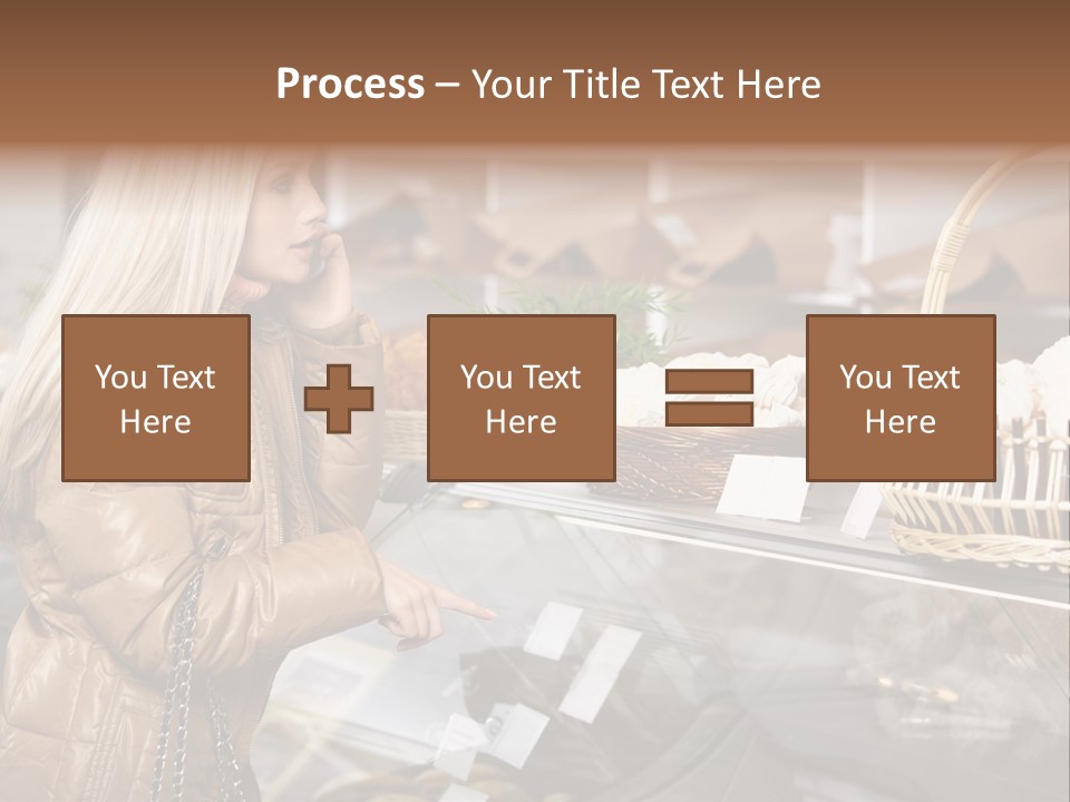 Shelf Groceries Woman PowerPoint Template