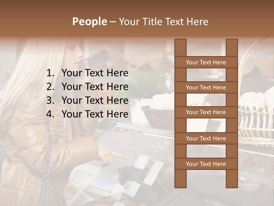 Shelf Groceries Woman PowerPoint Template