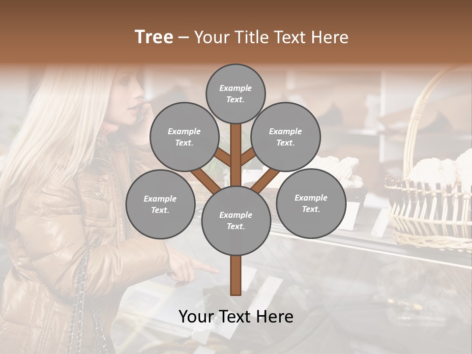 Shelf Groceries Woman PowerPoint Template