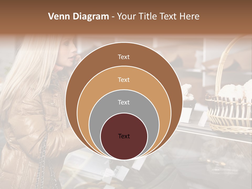 Shelf Groceries Woman PowerPoint Template