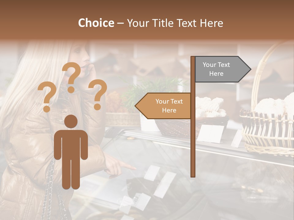 Shelf Groceries Woman PowerPoint Template