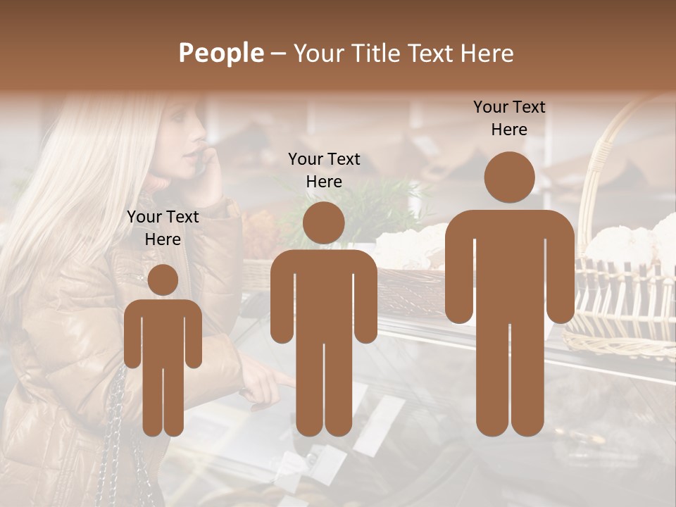 Shelf Groceries Woman PowerPoint Template