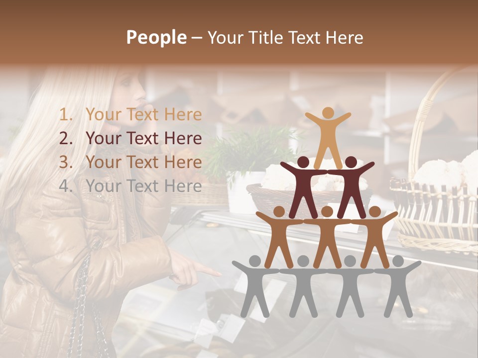 Shelf Groceries Woman PowerPoint Template