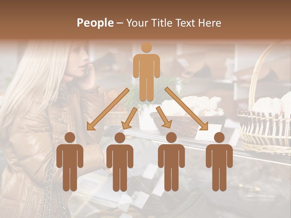 Shelf Groceries Woman PowerPoint Template