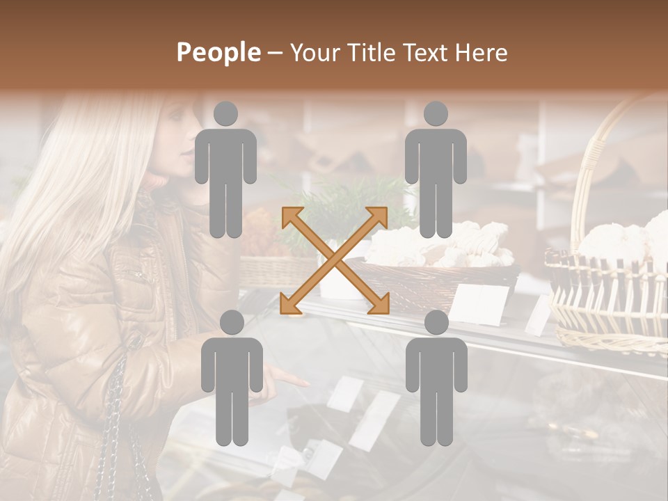 Shelf Groceries Woman PowerPoint Template