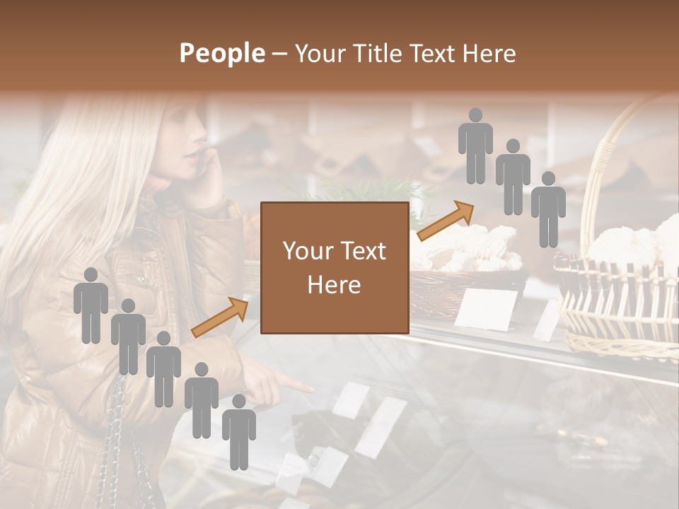 Shelf Groceries Woman PowerPoint Template