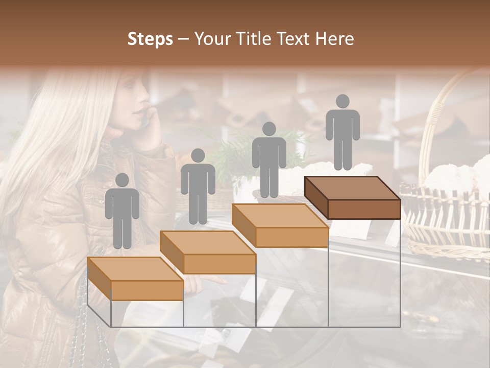 Shelf Groceries Woman PowerPoint Template