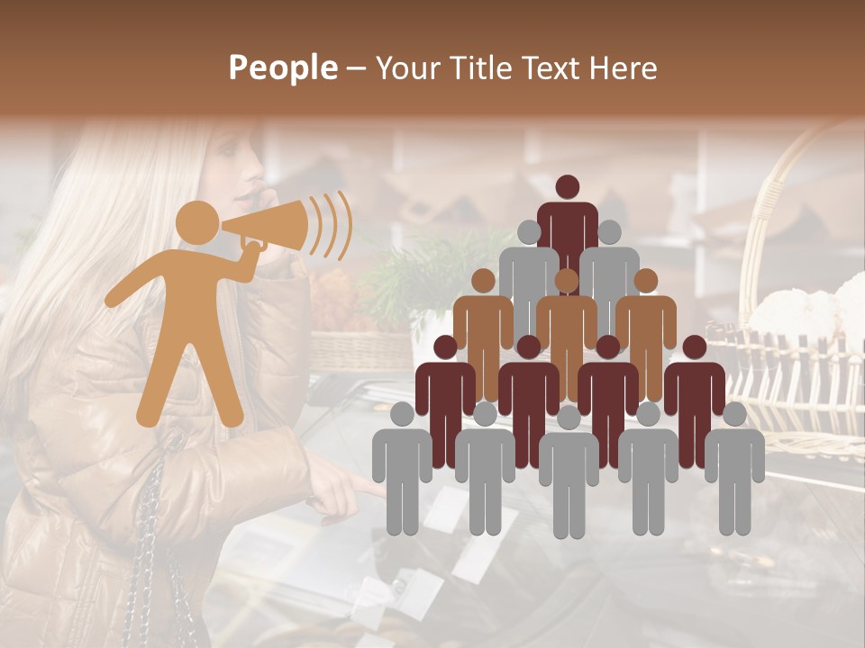 Shelf Groceries Woman PowerPoint Template