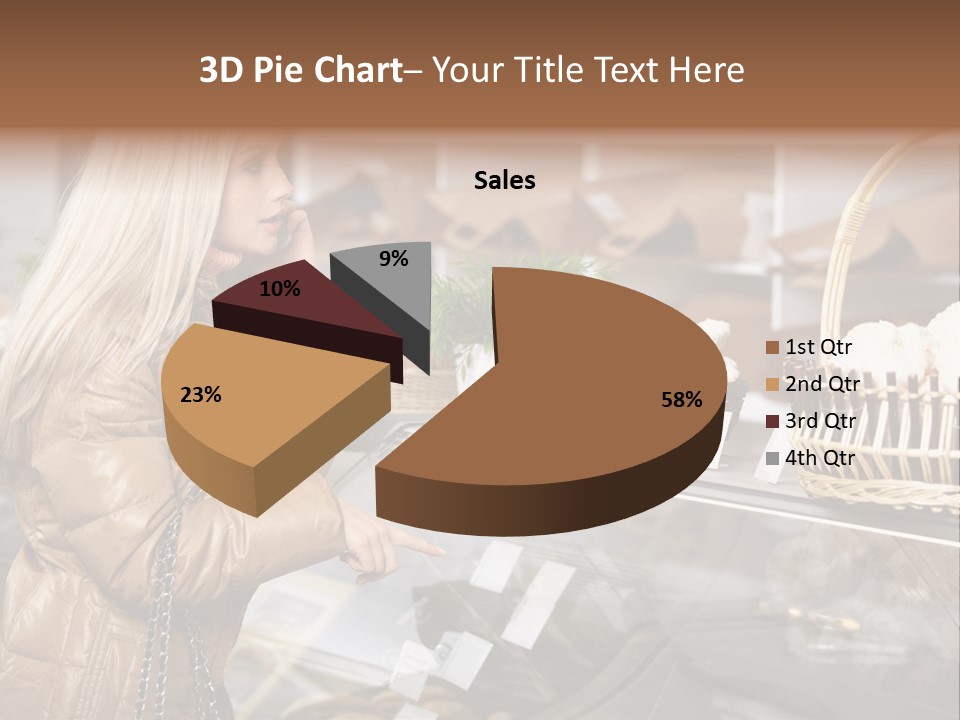 Shelf Groceries Woman PowerPoint Template