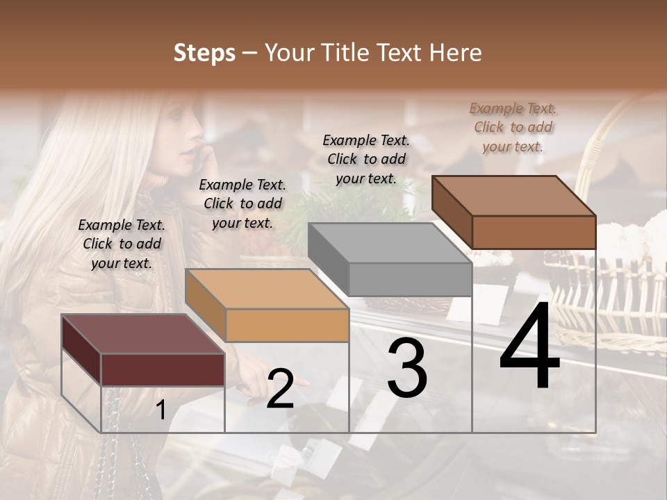 Shelf Groceries Woman PowerPoint Template