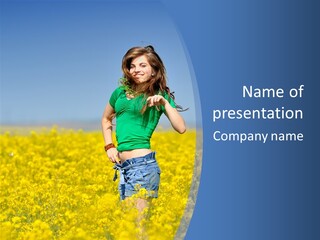 Girl Summer Outdoor PowerPoint Template