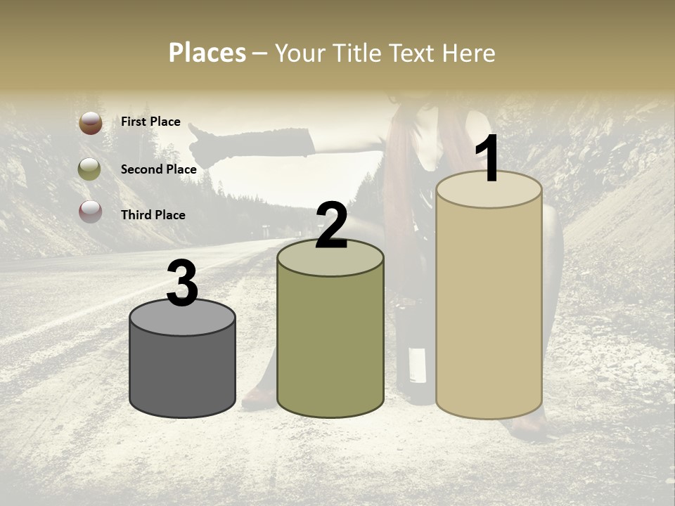 Girl With Suitcase PowerPoint Template