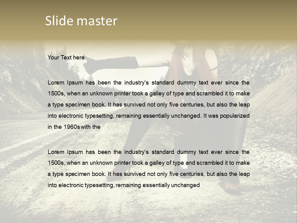 Girl With Suitcase PowerPoint Template