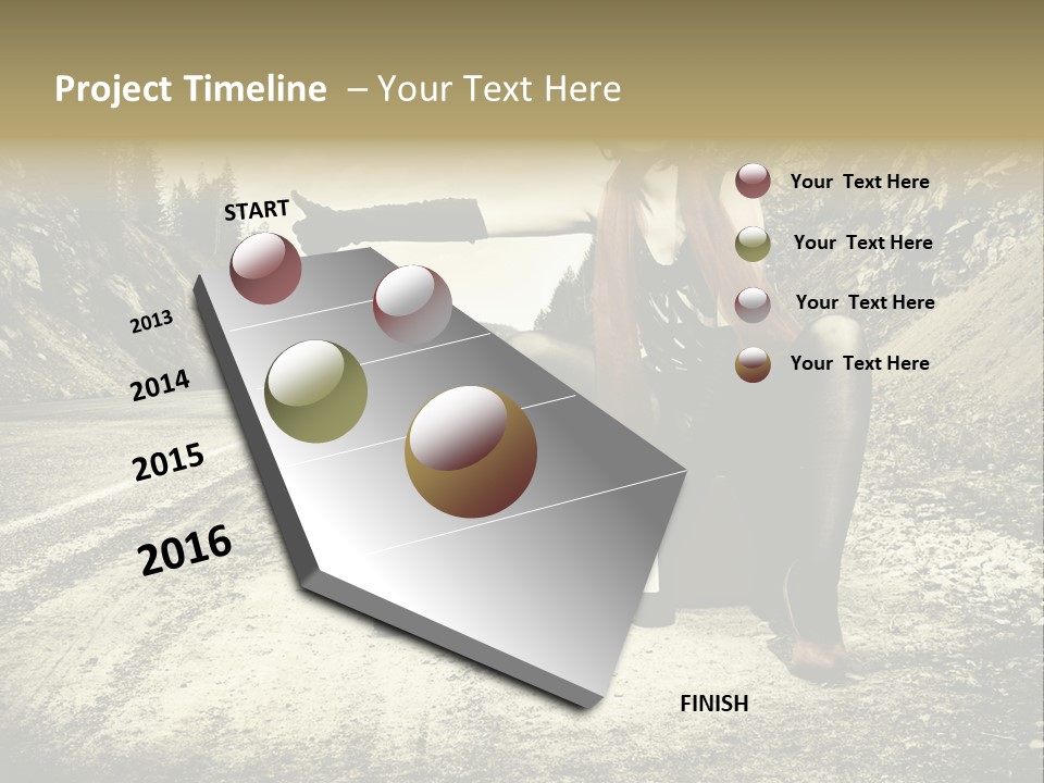 Girl With Suitcase PowerPoint Template