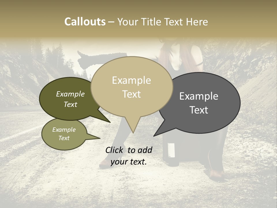 Girl With Suitcase PowerPoint Template