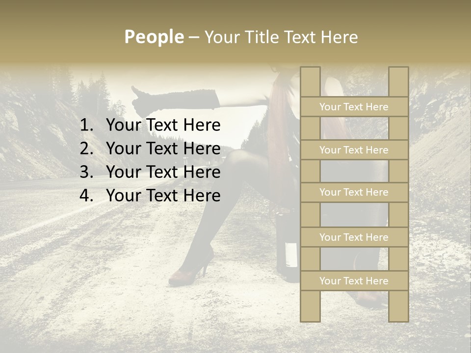 Girl With Suitcase PowerPoint Template