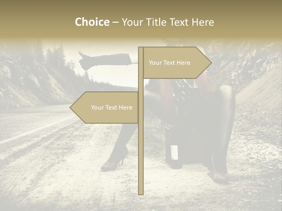 Girl With Suitcase PowerPoint Template