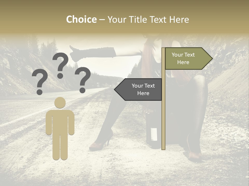 Girl With Suitcase PowerPoint Template