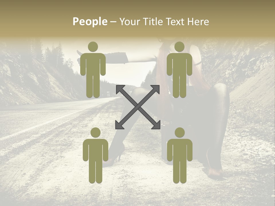 Girl With Suitcase PowerPoint Template