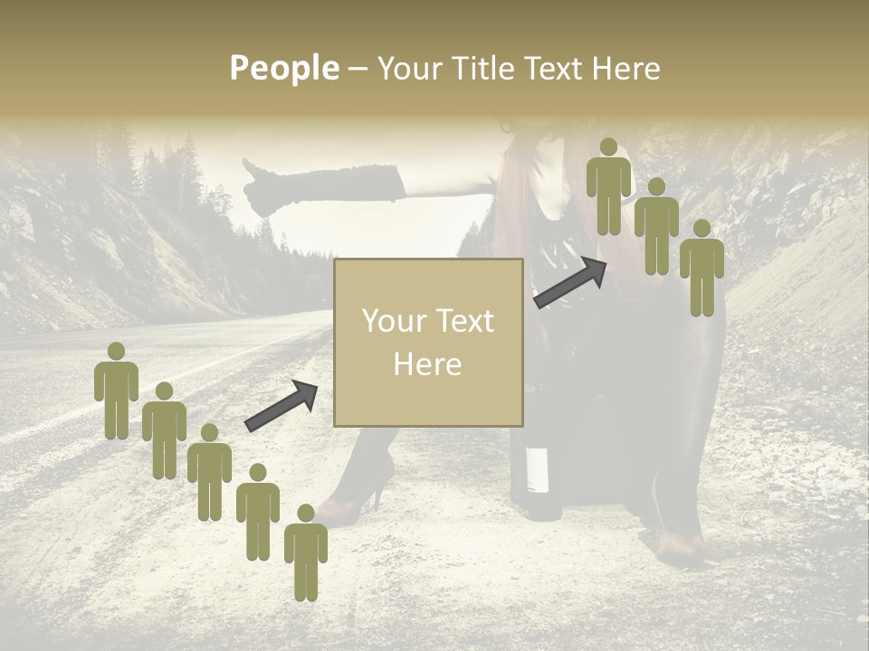 Girl With Suitcase PowerPoint Template