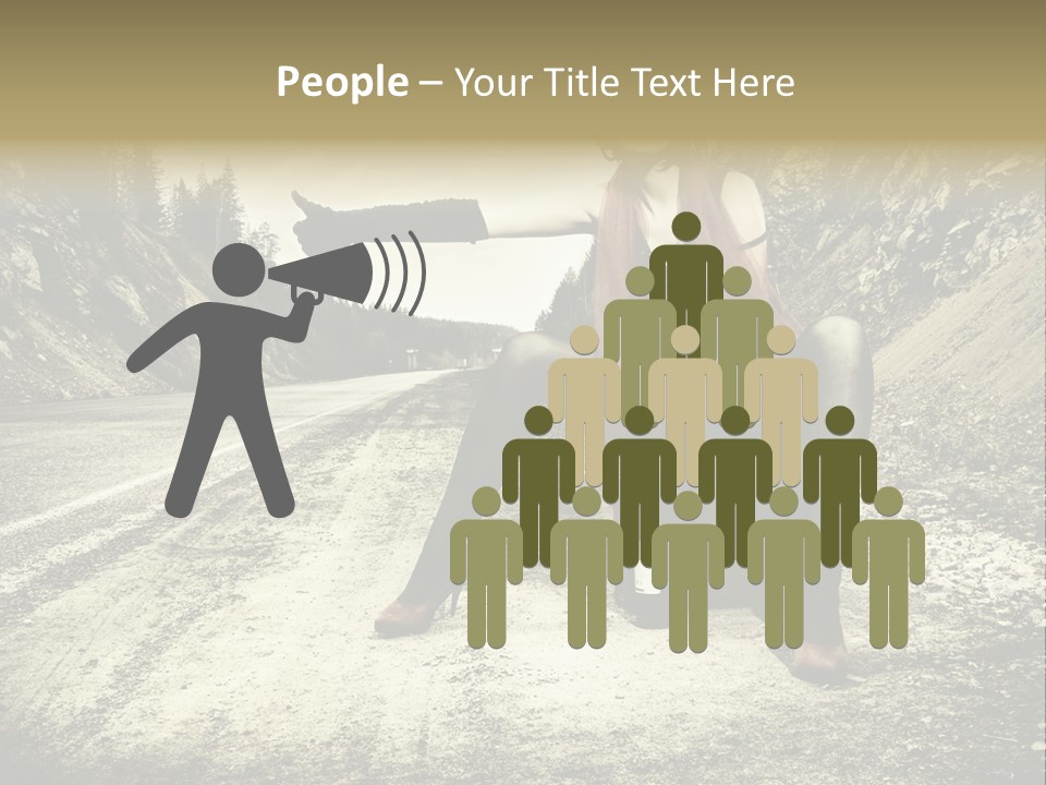 Girl With Suitcase PowerPoint Template