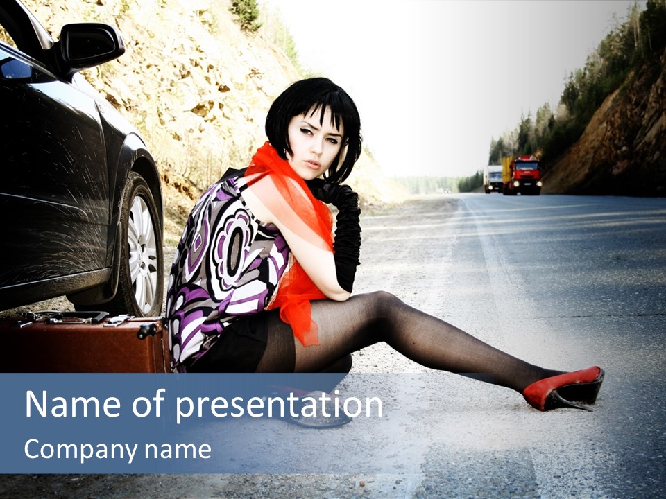 Girl Hippie Road PowerPoint Template