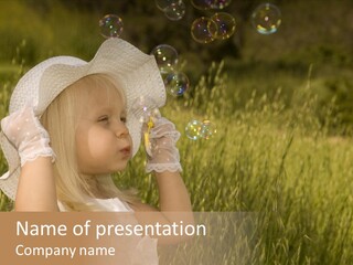 Little Girl Blowing Bubbles PowerPoint Template