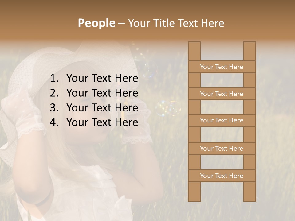 Little Girl Blowing Bubbles PowerPoint Template