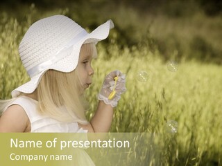 Cute Baby In White Dress PowerPoint Template