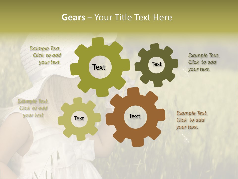 Cute Baby In White Dress PowerPoint Template