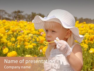 Little Child Blowing Bubbles PowerPoint Template