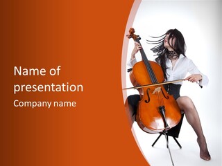 Girl Playing Cello PowerPoint Template