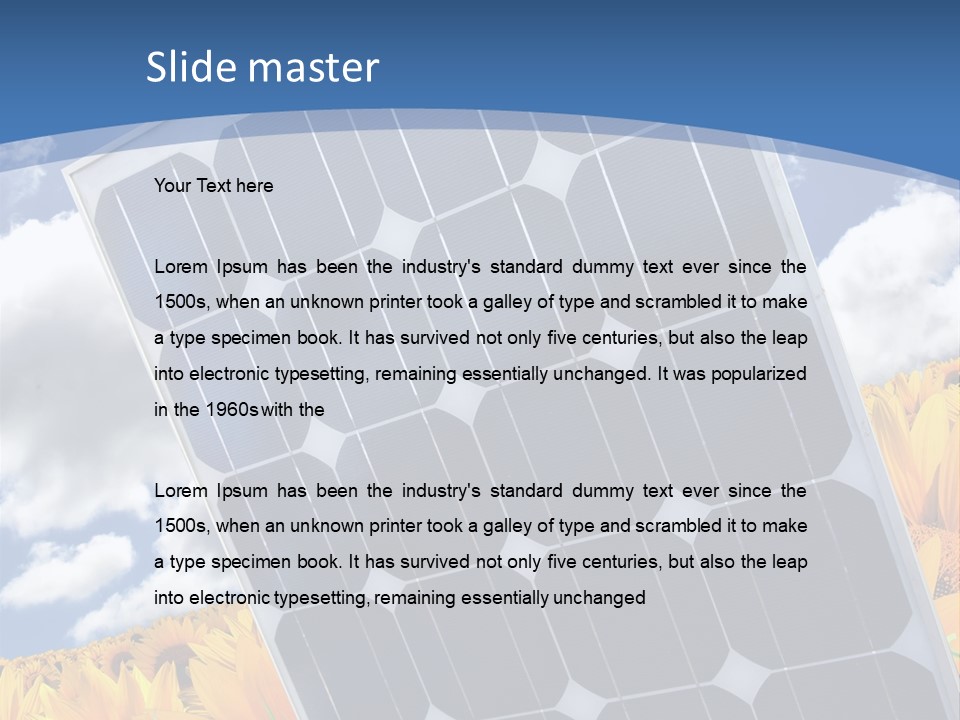 Stock Photo Solar Panels PowerPoint Template