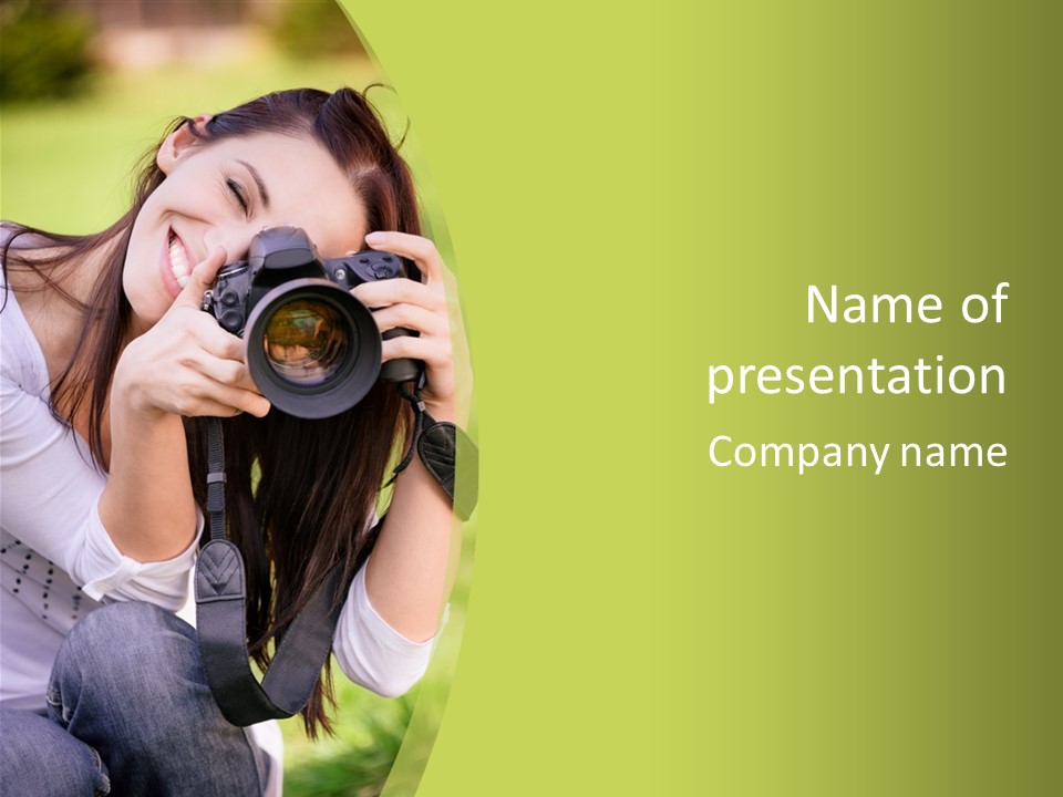Girl With Camera PowerPoint Template