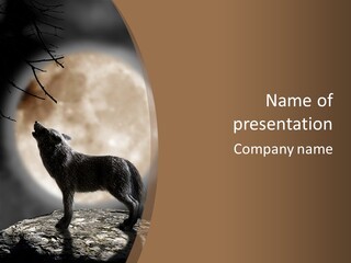 Wolf Howling At Moon PowerPoint Template