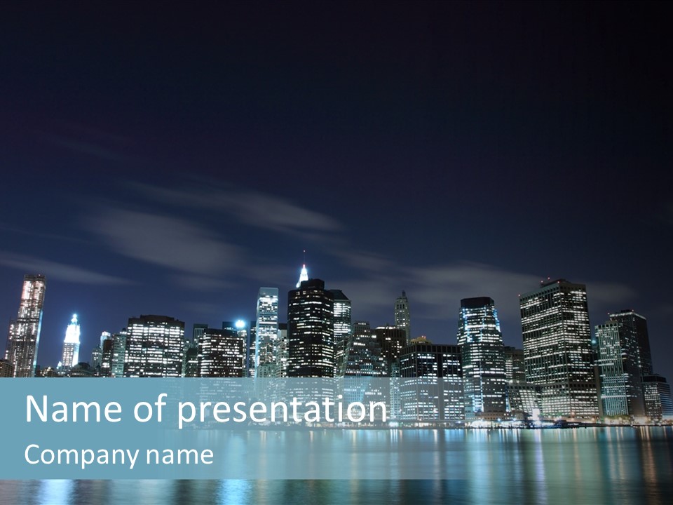 Skyscrapers At Night PowerPoint Template