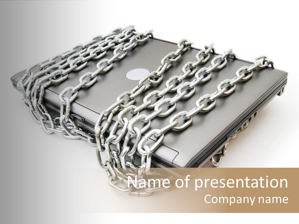 Laptop With Chains PowerPoint Template