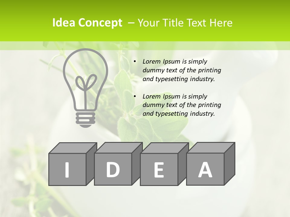 A Mortar With A Sprig Of Herbs In It PowerPoint Template