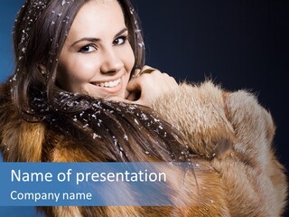 Beautiful Woman In Fur PowerPoint Template