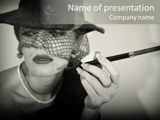 Woman With Cigarette PowerPoint Template