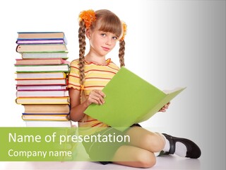 Girl Teaching Schoolgirl PowerPoint Template