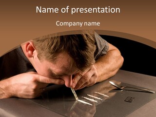 Guy Sniffing Coke PowerPoint Template