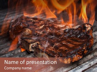 Grilled T Bone Steak PowerPoint Template