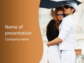 Couple In Umbrella PowerPoint Template