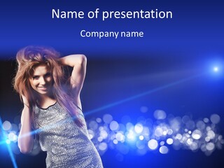 Copyspace Model Blue PowerPoint Template