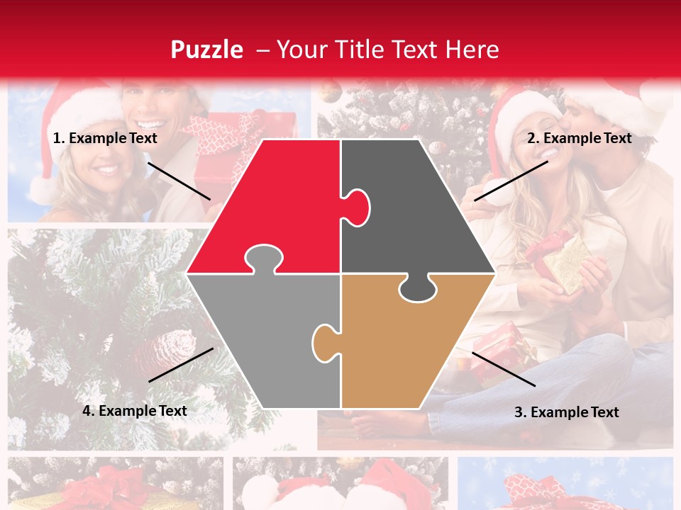 Christmas Tree With Couple PowerPoint Template