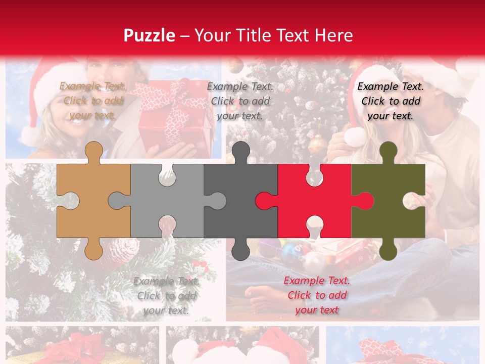 Christmas Tree With Couple PowerPoint Template