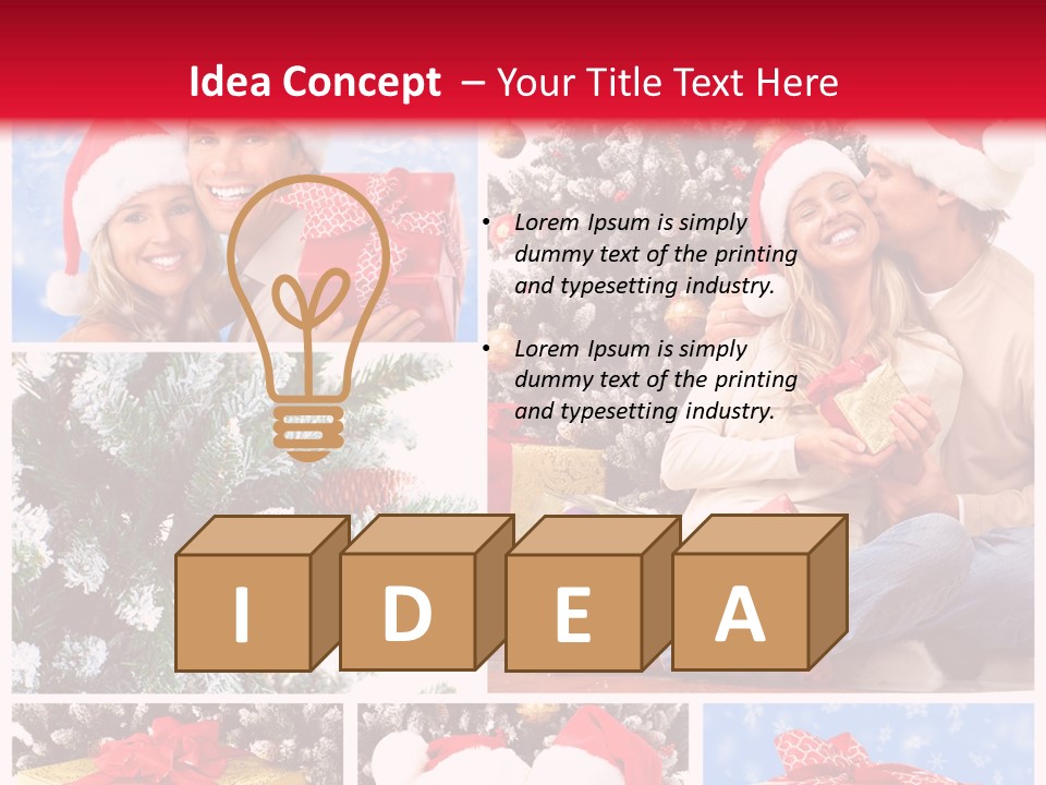 Christmas Tree With Couple PowerPoint Template